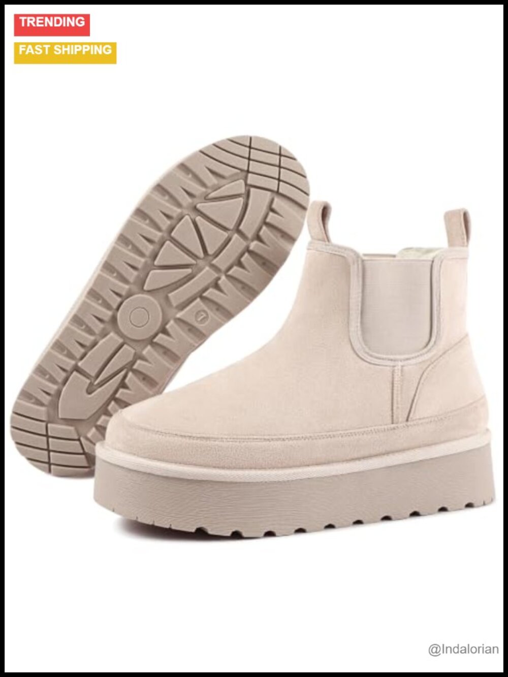 Faux Suede Platform Ankle Chelsea Boots Slip On Winter Snow Booties